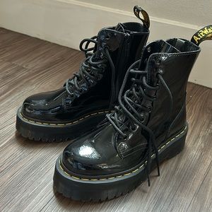 NEW Patent Leather Doc Marten Platform Lace Up Boots